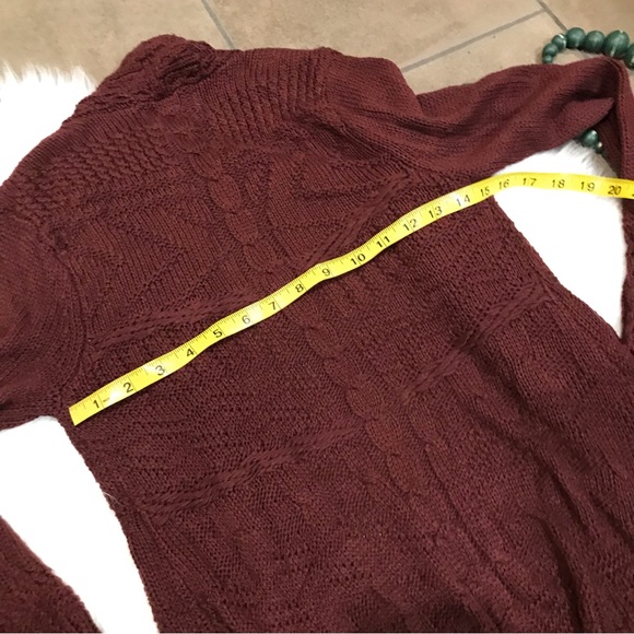 Skies Are Blue Open Front Knit Cardigan Sweater Maroon Sz XS - Picture 9 of 9